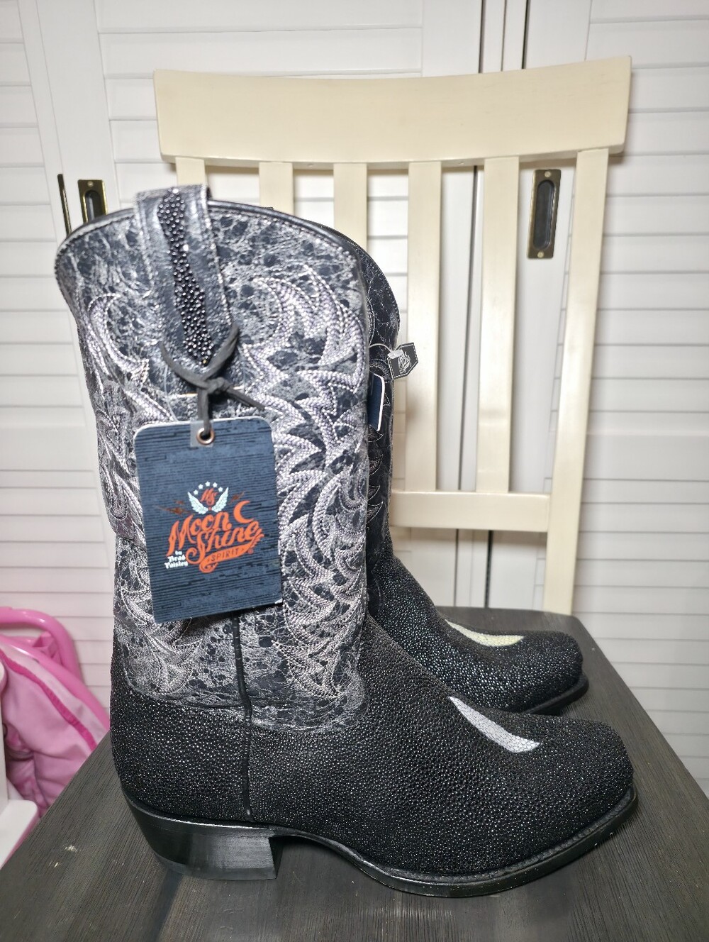 Moonshine Spirit Stingray Western Boots Square Toe BBME417 Men's Size 12 D